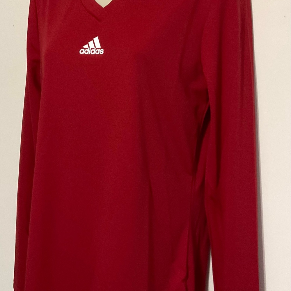 Adidas Red Long Sleeve Tee shirt large Aeroready pregame - Picture 3 of 9
